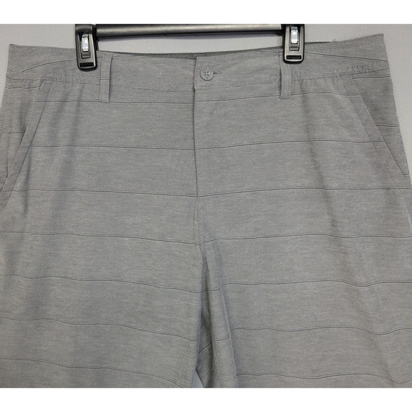 Hang Ten Casual Shorts Mens 38 Gray Striped Lightweight Drawstring 11" Inseam - Picture 4 of 14